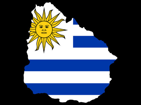 map of Uruguay and Uruguayan flagのイラスト素材