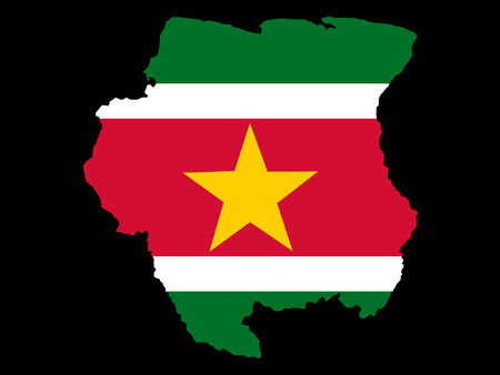 map of Suriname and Surinamese flagのイラスト素材