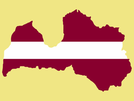 map of Latvia and Latvian flag illustrationのイラスト素材