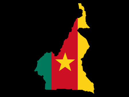 map of Cameroon and Cameroonian flagのイラスト素材