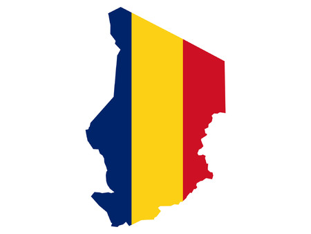 map of Chad and Chadian flag illustrationのイラスト素材