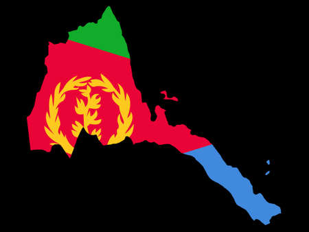 map of Eritrea and Eritrean flag illustrationのイラスト素材