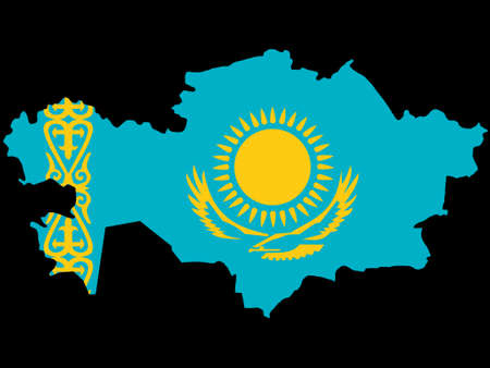 map of kazakhstan and kazakhstanian flagのイラスト素材