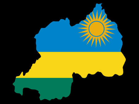 map of Rwanda and Rwandan flagのイラスト素材