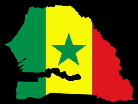 map of Senegal and Senegalese flagのイラスト素材