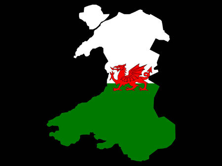 map of Wales and Welsh flag illustrationのイラスト素材