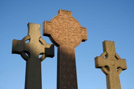 close up of celtic cross in Necropolis Glasgowの写真素材