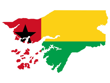 map of Guinea-bissau and Guinean flagのイラスト素材