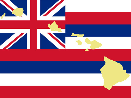 map of Hawaii and Hawaiian flag illustrationのイラスト素材