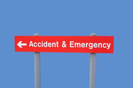 Accident and Emergency sign at a hospitalの写真素材