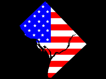 map of Washington DC and American flag illustrationのイラスト素材