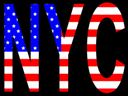 City of New York and American flag illustrationのイラスト素材