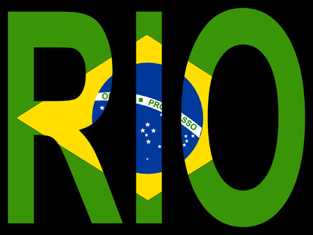 City of Rio de Janeiro and Brazilian flag illustrationのイラスト素材