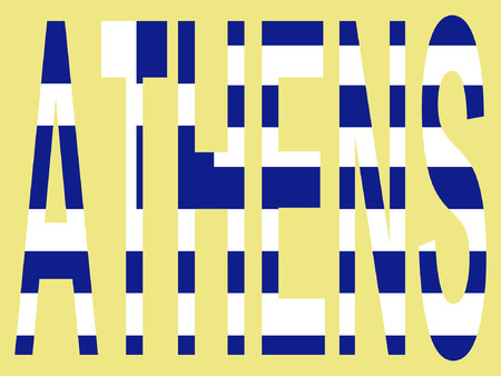 City of Athens and Greek flag illustrationのイラスト素材
