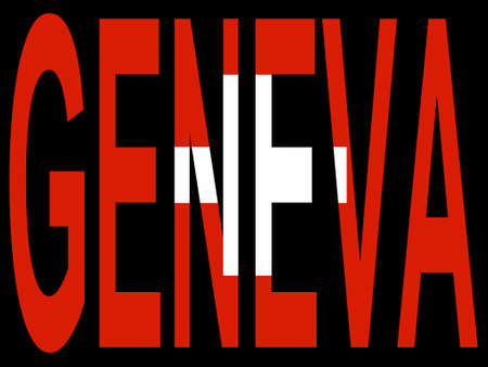 City of Geneva and Swiss flag illustrationのイラスト素材