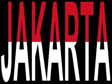 City of Jakarta and Indonesian flagのイラスト素材