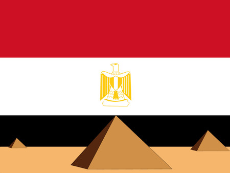pyramids of egypt and Egyptian flagのイラスト素材