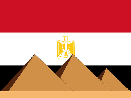 pyramids of egypt and Egyptian flagのイラスト素材