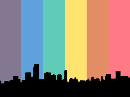 Miami Skyline with rainbow flag illustrationのイラスト素材