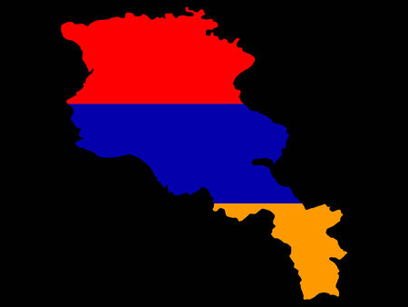 map of Armenia and Armenian flag illustrationのイラスト素材
