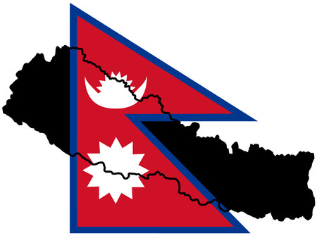 map of Nepal and Nepalese flag illustrationのイラスト素材