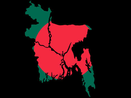 map of Bangladesh and Bangladeshi flag illustrationのイラスト素材
