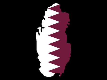 map of Qatar and flag illustrationのイラスト素材