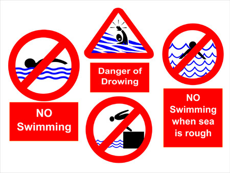No swimming during rough seas signのイラスト素材