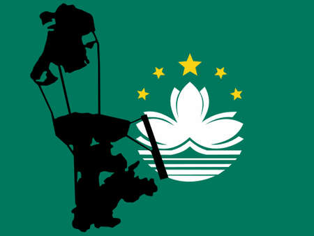 map of Macau and their flag illustrationのイラスト素材