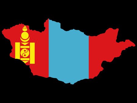 map of Mongolia and Mongolian flag illustrationのイラスト素材
