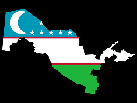 map of Uzbekistan and their flag illustrationのイラスト素材