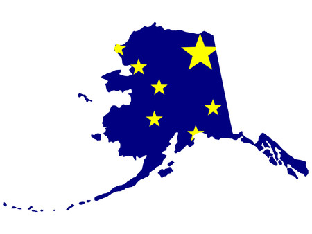 Map and flag of the State of Alaskaのイラスト素材