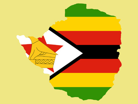 map of zimbabwe and zimbabwean flag illustrationのイラスト素材