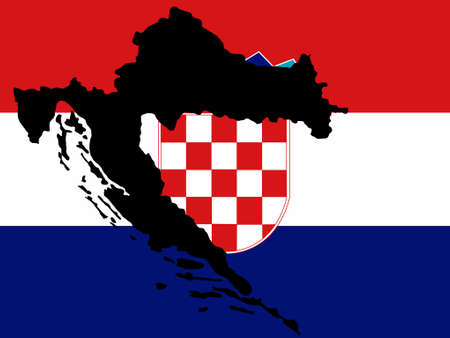 map of croatia and croatian flag illustrationのイラスト素材