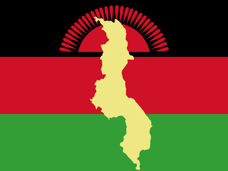 map of Malawi and Malawian flag illustrationのイラスト素材