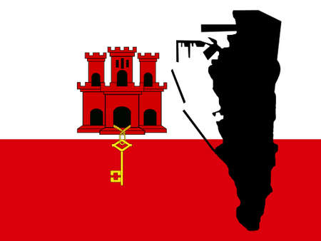 map of Gibraltar and their flag illustrationのイラスト素材