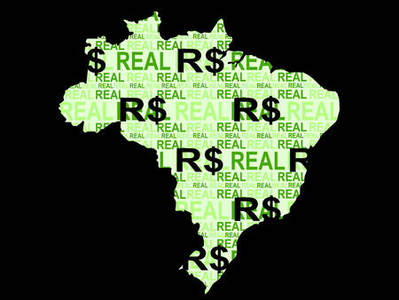 brazilian currency with map of brazilのイラスト素材