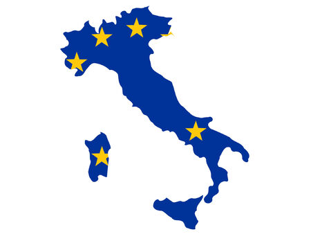 map of Italy and european union flag illustrationのイラスト素材
