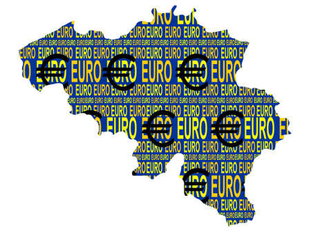 map of Belgium and euro currency illustrationのイラスト素材