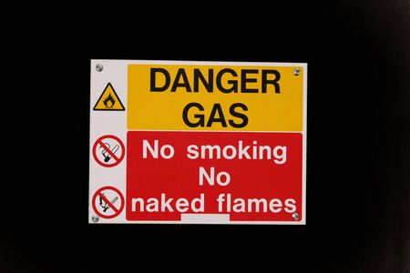 Danger Gas no smoking no naked lights signの写真素材