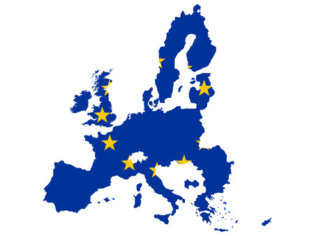 map of European union and EU flag illustrationのイラスト素材