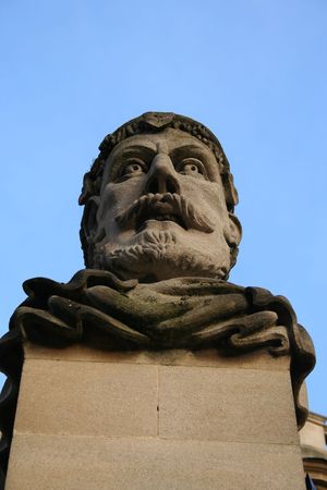 one of the ancient statues of Oxford United Kingdom の写真素材