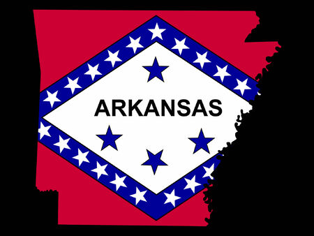 Map of the State of Arkansas and their flagのイラスト素材