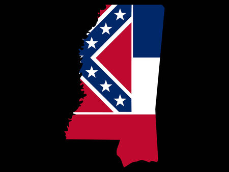 Map of the State of Mississippi and their flagのイラスト素材