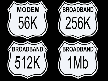 American highway signs with modem download speedsのイラスト素材
