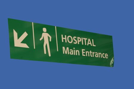 Hospital main pedestrian entrance sign isolatedの写真素材