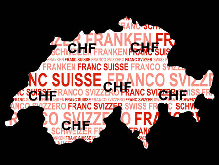 Swiss currency with map of Switzerland illustrationのイラスト素材