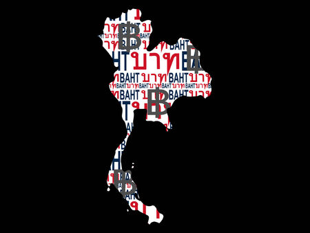 Thai currency with map of Thailand illustrationのイラスト素材