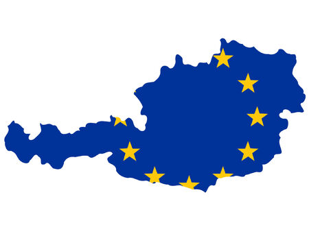 map of Austria and European union flag illustrationのイラスト素材