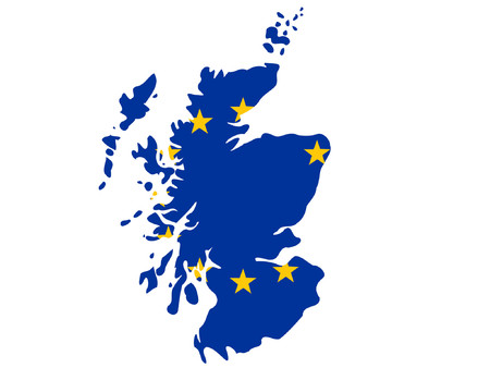 map of Scotland and European union flag illustrationのイラスト素材